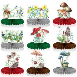 9 Pcs Mushroom Party Decorations Mushroom Party Honeycomb Centerpieces Mushroom Theme Table Topper Vintage Mushroom Birthday Party Decorations for Mushroom Baby Shower Birthday Party Supplies