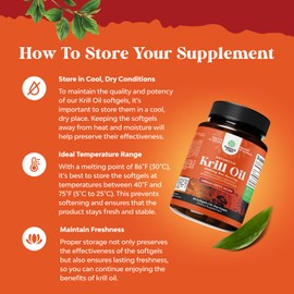 Natures Craft Antarctic Krill Oil 2000mg Softgels Per Serving - Omega 3 Krill Oil Supplement with EPA DHA & Astaxanthin for Brain Joint & Heart (60 Count (Pack of 1))