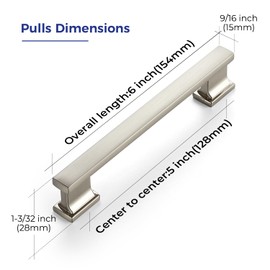 20 Pack Brushed Nickel Cabinet Pulls 6 Inch Kitchen Handles for Cabinets with 5 Inch Hole Center Solid Kitchen Cabinet Handles Satin Nickel Cabinet Pulls Kitchen Cabinet Hardware for Cabinet Cupboard