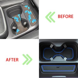 LOCOY Center Console Liner for Honda CRV Accessories 2023 2024 2025, for CR-V Cup Holder Mat, Door Slot Pad, Coaster Trim, Non-Slip Dust Interior, Custom Rubber Decoration Insert (17pcs, Blue Trims)