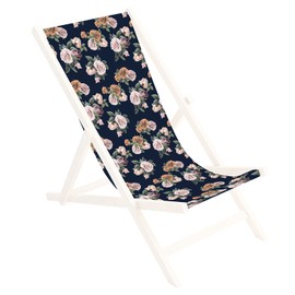 Ferocity Deck Chair Fabric Replacement Cover 131x44 cm Canvas Seat Cover Patio Lounge Garden Chairs Easy to install, Vintage roses [119]