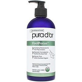 PURA D'OR FootFocus Gel orgánico de aloe vera de 16 onzas para reparación grave del talón agrietado productos para el cuidado de los pies - Alivia los