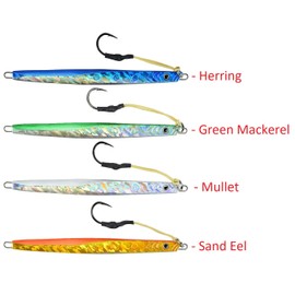 Last Cast Tackle - Anzuelo vertical de 100 g a 300 g con gancho de asistencia para mostaza, 4 colores y 4 pesos a elegir (arenque, 150 g - 5.3 oz)