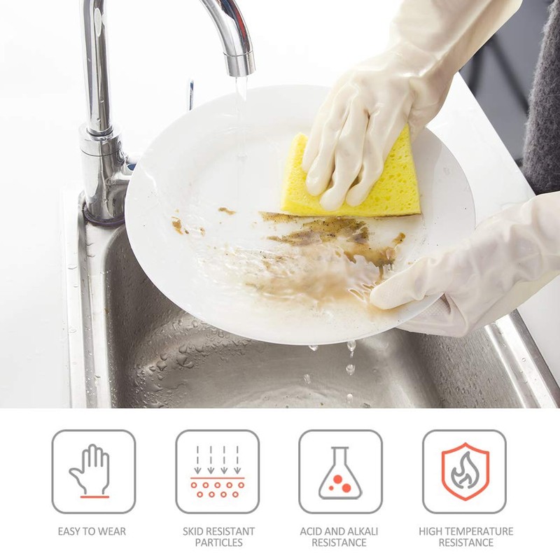 BOOMJOY Cleaning Gloves, Dishwashing Gloves, Reusable Rubber Kitchen Gloves Heavy