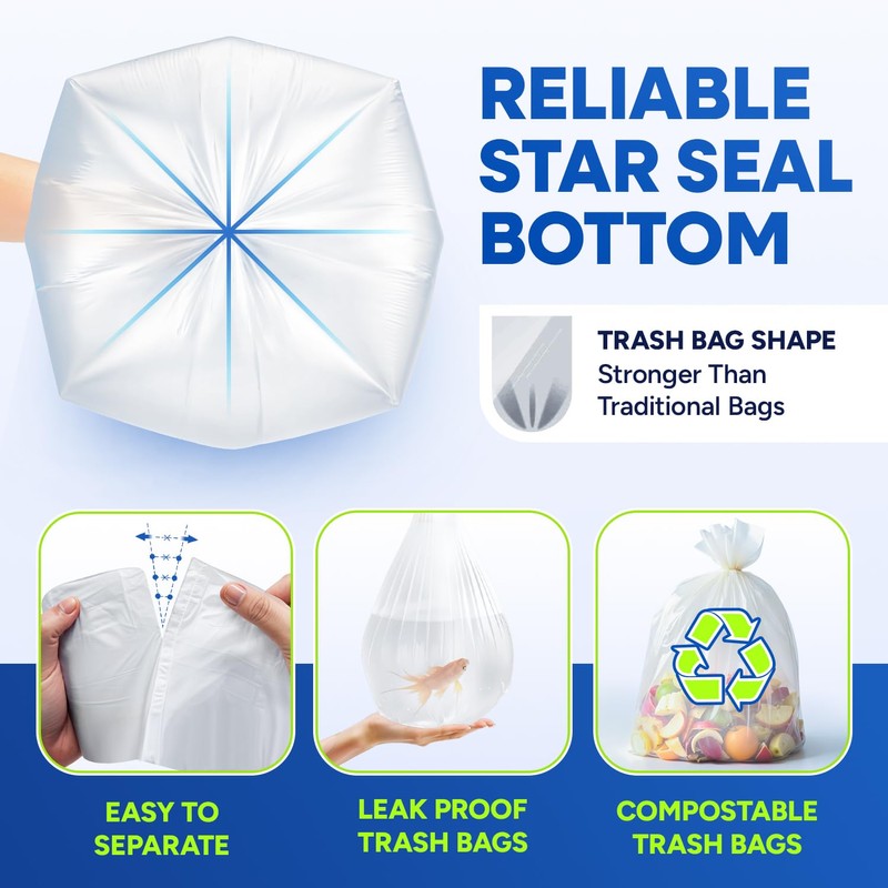 PLASTIC PRINCE 5-Gallon Compostable Trash Bags Biodegradable Trash Bags, 19.5"