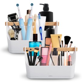 Top 3 Bathroom Storage Organiser Makeup Organiser – Space Saver 7 Compartment Organiser– For Bathroom, Kitchen, Office– 4.5 x 5.7 x 16cm – Non-Slip Portable Organiser