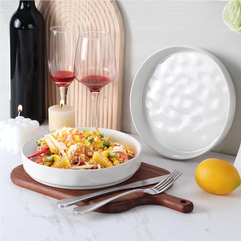 LIANYU Wide Shallow Pasta Bowls Set of 4, Deep Dinner