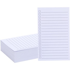 Vertical Ruled Index Cards 3x5 with Check Boxes,Double Sided Ruled Note Card for To Do Checklists, Heavy Weight Flash Cards for Studying,School, Home and Office - White,100 Pack