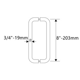 Ranbo C-Shaped 203mm Tubular Back-to-Back Frameless Glass Shower Door Push Pull Handle, Fits 8-12mm(5/16"-1/2") Glass Doors,203mm Mounting Hole Distance,for Shower Door,barn Door,Polished Chrome