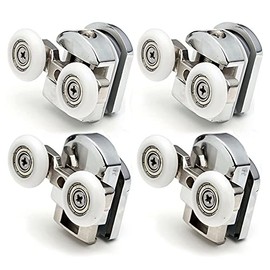 YUANQIAN 2 Pairs Double Shower Door Rollers Zinc Alloy Shower Door Fixing Pulleys Chrome 23mm Wheel Diameter Top Bottom Bathroom Spare Parts (23mm Roller)