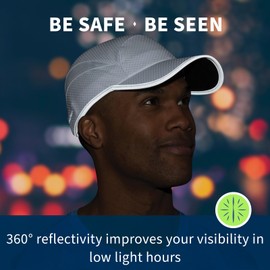 TrailHeads Reflective Running Cap | A Quick Dry Hat for Men | The Flashback 360 Sports Cap - White/Silver