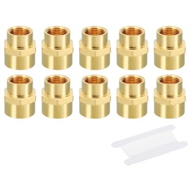 PATIKIL Brass Pipe Fittings Coupler Set, 10Pcs 3/8" x 1/2" NPT Female Thread Brass Hex Nipple Coupling Reducer Adapter Tubing Connector Adaptor with PTFE Tape for Water, Air, Oil, Gas Line