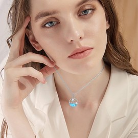 URONE Palm Tree Turtle Necklace 925 Sterling Silver Turtle and Palm Tree Pendant Beach Ocean Jewelry Gift for Women