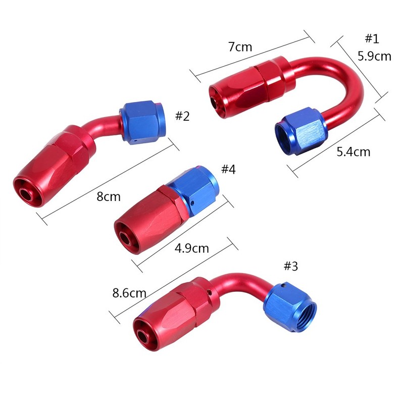 BOROCO AN6 Racing Oil/Fuel Line Hose End, Swivel Male Fitting