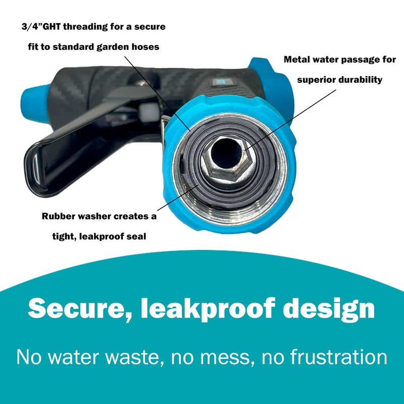 Gilmour Adjustable Front Control Hose Nozzle, Graphite Metal, Swivel Connect,