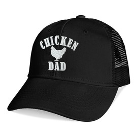 Titlesign Chicken Dad Baseball Caps Embroidered Adjustable Mesh Dad Hat Black Trucker Hats for Men and Women
