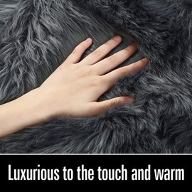 LOCHAS Ultra Soft Fluffy Rugs Faux Fur Sheepskin Area Rug for Bedroom Bedside Living Room Carpet Nursery Washable Floor Mat, 2x4 Feet Dark Gray