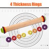 Mepple Rolling Pin with Thickness Rings for Baking,Fondant, Pizza, Pie