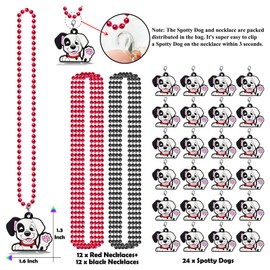 CiciBear 24 Pack SpottyDog Necklace Party Favors with Mardi Gras Beads for Dalmatian Spotty dog Puppy Pet Animals Let's Pawty Party Favors, Home Decorations, Wedding,Birthday Celebrations