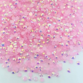 MajorCrafts 3000pcs 3mm ss12 Jelly AB Flat Back Round 14 Facets Resin Rhinestones Arts and Crafts Embellishment Gems (Baby Pink AB C76)