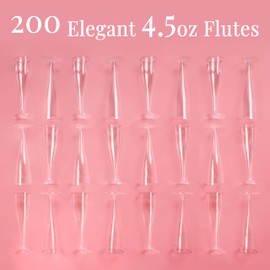 200 Plastic Champagne Flutes Disposable | Clear Plastic Champagne Glasses for Parties | Plastic Toasting Glasses | Mimosa Glasses | Wedding Party Bulk Pack | New Years Eve Party Supplies 2023
