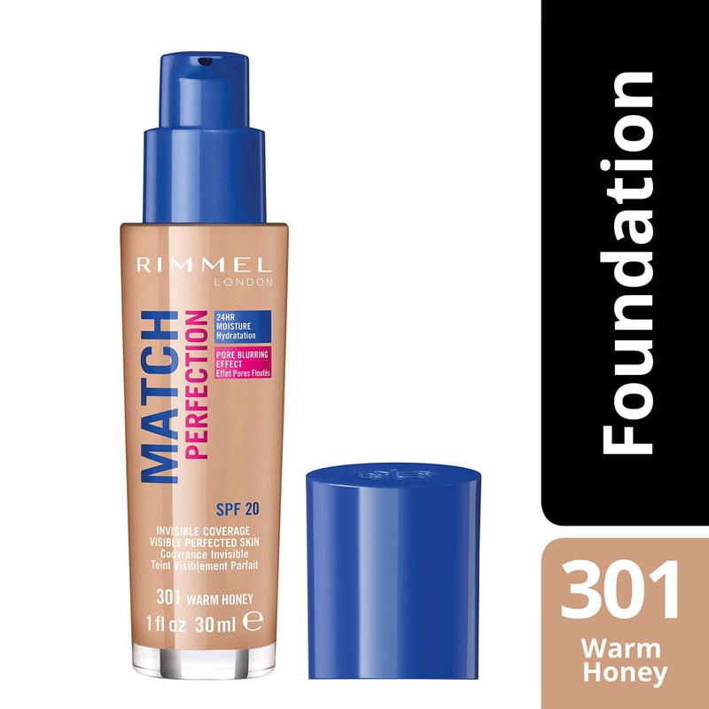 Rimmel Match Perfection Foundation, SPF 20, 301 Warm Honey, 30