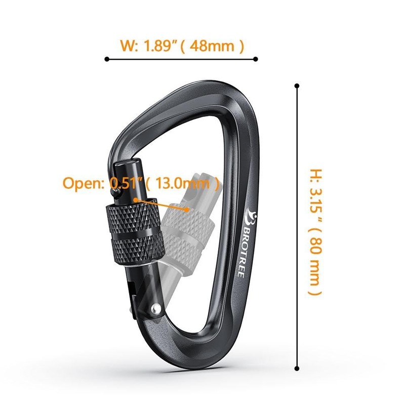 Brotree Locking Carabiner Clips 12KN (1200 kg) Heavy Duty Carabiners