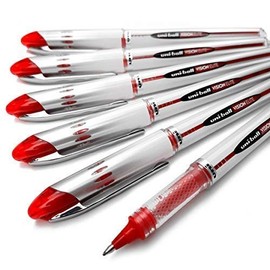 Uni-Ball Vision Elite UB-200 Liquid Ink Rollerball Pen - Red (Pack of 6)