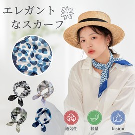 aninako Scarf, Bandana, 22.8 x 22.8 inches (58 x 58 cm), Neckerchief, Square, Linen Scarf, Cute, Elegant, Print, Casual, Work, Office, Versatile, Women's, Hair Ornament, Accessories, Seaside, Travel