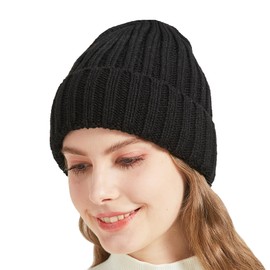 NPQQUAN Thick Warm Winter Knit Beanie Hat Skull Cap Beanies for Men Women Black