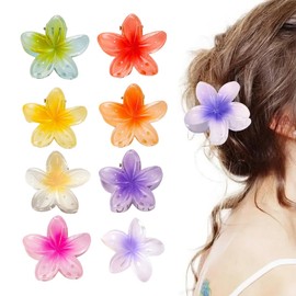 BCHKO 8 Stück Blumen Haarklammer Haarspange Blume Hawaiianische Blumen Klauenklammern für Frauen Dick Dünn Haar Haarstyling Zubehör (8 Farben)
