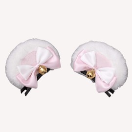 [kuroobaa] Bear Ears, Beast Ears, Chemomimi Pin, Headband, Comes with Bell, MoE, Costume Cosplay, Headdress (White)