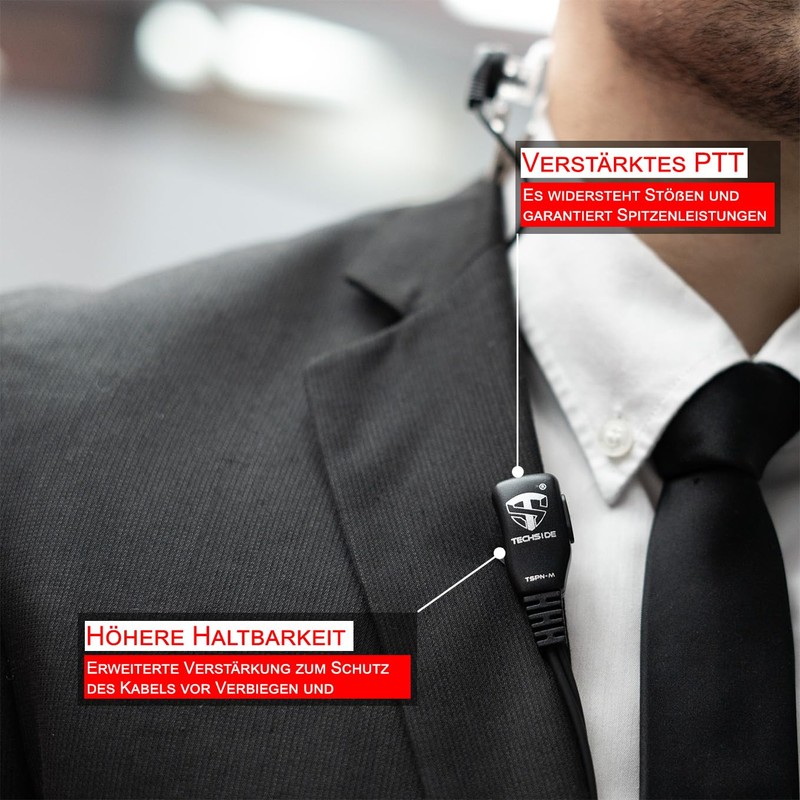 TechSide Midland Transparent 2 Pin Pneumatic Headset Microphone | for