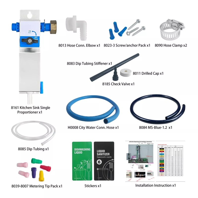 POPS Kitchen Sink Single Proportioner, Dish detergent Sanitizer Dispenser, 8162