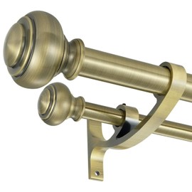 Antique Bronze Double Curtain Rods 28-48" - Decorative Curtain Rod with Urn Finials, Telescoping, 1" Front and 5/8" Back