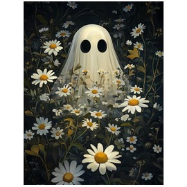 QENSPE 5D Diamond Art Daisy DIY Round Full Drill Diamond Painting Kits for Beginners,Ghost Diamond Dots for Adults,Home Wall Decor & Gift Perfect for Relaxation 12x16 inch