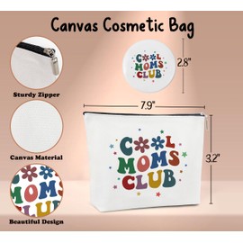 Yiqhpy Canvas Makeup Bag with Mirror,Cool Moms Club Purse Zipper Cosmetic Bag,Travel Makeup Pouch,Makeup Bag for Purse,Birthday Gift,Appreciation Gift for Mom,Women,Friend,Sister,Coworker,23