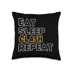 Eat Sleep Clash Repeat Video Game Royale Video Gamer Throw Pillow