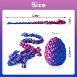 FYEFKJSA - Huevos de dragón impresos en 3D con dragón en el interior, 12 pulgadas, animales articulados impresos en 3D, regalo decorativo interesante, cesta de Pascua (morado láser)