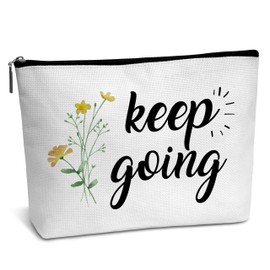 heiyihe Friendship Gifts for Women, Keep Going Makeup Bag, Small Cosmetic Travel Bag, Christmas Birthday Gifts for Women Girls Friends, Waterproof Canvas Makeup Bag for Travel Essentials-D22