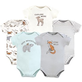 Touched by Nature Unisex Baby Organic Cotton Bodysuits, Dreamy Woodland, Preemie