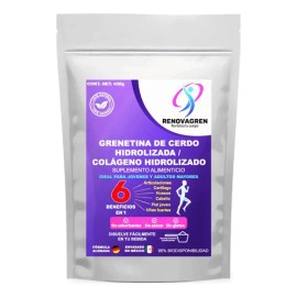 Grenetina Hidrolizada Cerdo Renovagren Colágeno Polvo Sin Sabor 420g