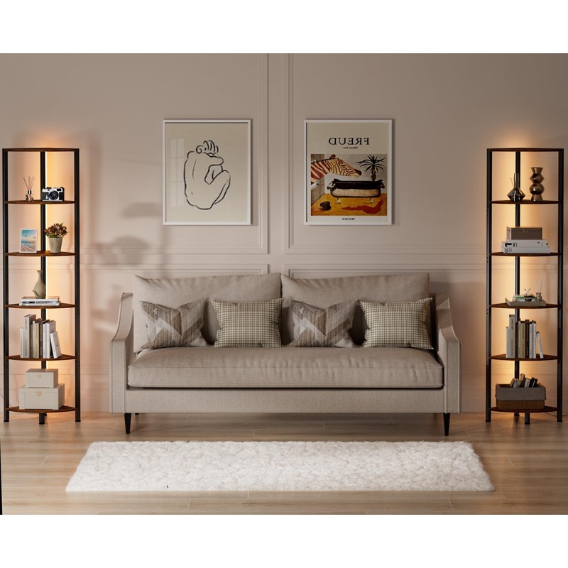 Furnulem 6 Tier Corner Shelf with LED Light, 67.5” Tall