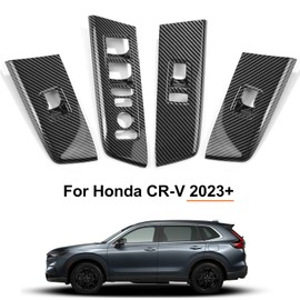 CKE 4pcs for Honda CRV 2025 2024 2023 Car Door Armrest Window Lift Down Switches Panel Cover Trims Armrest Cover for Honda CRV Accessories -Carbon Fiber Style