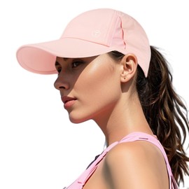 TOP-EX Womens High Ponytail Baseball Cap Cooling UPF 50 Summer Waterproof Sun Hat for Running Golf Tennis Sports Foldable Pink L/XL