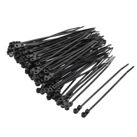 sourcing map Mount Head Cable Zip Ties 4 Inch Screw Hole Nylon Wire Strap Black 100pcs