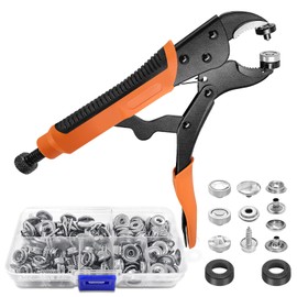 Heavy Duty Snap Fastener Tool, Snap Tool with 3 Dies, 40 Set 15mm Stainless Snaps and 2Pcs Rubber Ring, for Boat Cover, Canvas, Tarps, Leather Snaps Installation and Repairing