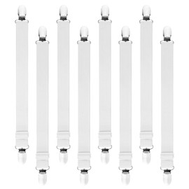 AUAUY Bed Sheet Clips, Bed Sheet Tensioners, Adjustable, Pack of 8 Elastic Tensioners for Bed Sheets, Sheet Tensioners with Metal Clips, Bed Sheet Tie Down Straps for Bed Sheet, Mattress, Ironing