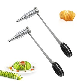 Xanadued 2 Pack Piranha Spiral Cutter for Potatoes, Stainless Steel Spiral Cutter for Veggies Cucumber and Carrot