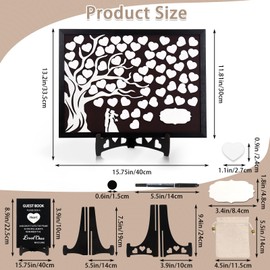 FORBFAN Wedding Guest Book Alternative Tree, Magnetic Guest Book for Wedding Reception, 80 PCS Wooden Hearts Wedding Sign in Books for Guests to Sign